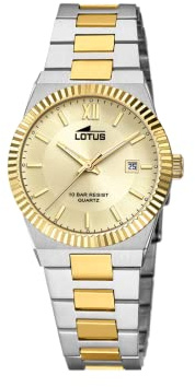 Lotus Damenuhr Analog aus Edelstahl 316l Multi | Quarzwerk, Widerstandsfähiges Mineralglas, Wasserdicht 10 ATM, Kalender 18839/2, Freedom Collection