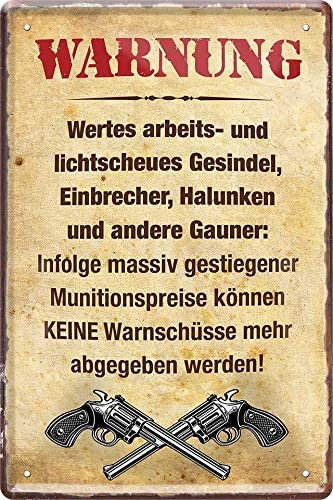DekoDrom® Blechschild 20x30 cm Warnung an Einbrecher Gauner Diebe Wand + Tür Schild Hinweis Deko Haus + Garten Bar Kneipe Pub Cafe Büro Laden