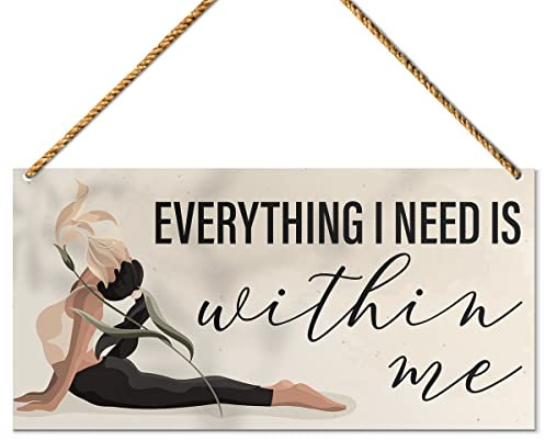 Meditationsschild-Dekoration, Everything I Need Is within Me, inspirierend, Yoga, motivierend, Achtsamkeit, Heim-Fitnessstudio, Dekoration, Wandkunst, Geschenke für Yoga-Lehrer-Liebhaber