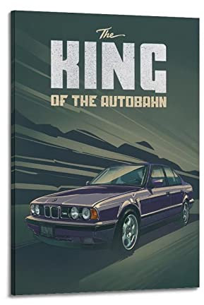 Vintage Sport Auto Poster für BMW M5 E34 Super Car Dekorative Malerei Leinwand Wand und Kunst Bild Familie Schlafzimmer Dekor 40 x 60 cm