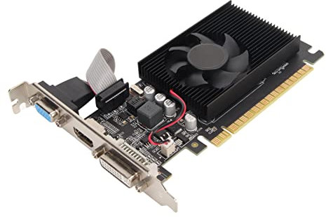 Zunate Carte Graphique GT610, Cartes Vidéo PC DDR3 2 Go 64 Bits, PCI Express X16, Refroidissement par Air à Ventilateur Unique, Prend en L'interface Multimédia VGA DVI HD