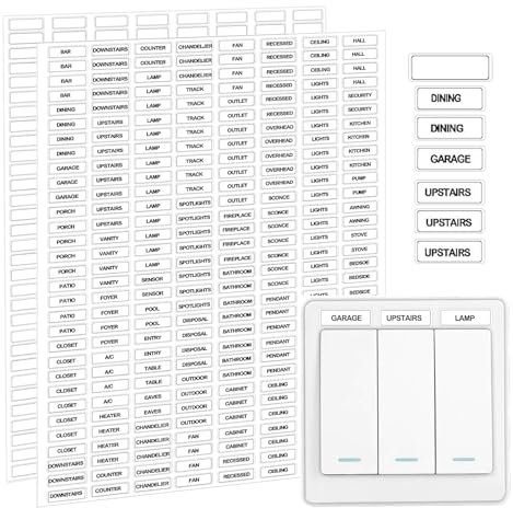 Lot de 328 étiquettes étanches pour interrupteur électrique - Pour la maison, la cuisine, la salle de bain, le bureau, l'école - Blanc