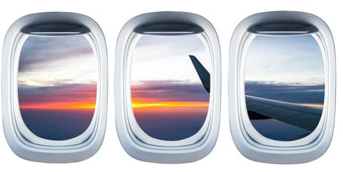 Kreative Fluid Fenster Wandaufkleber, 3st 3D Fluid Fenster Wandaufkleber, 3D Wandtattoo über Sonnenuntergang Flügel, Landschaft Aufkleber Für Kindergarten Kindergarten Wanddekorati