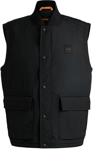 BOSS Mens Ocomo1-W Logo-Badge Gilet with a Water-Repellent Finish Black