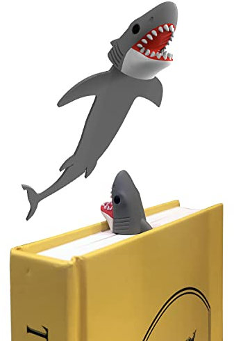 Kreatives 3D-Lesezeichen für Erwachsene und Kinder, Cartoon-Lesezeichen, lustiges Geschenk für Schüler zum Schulanfang, kreatives Geschenk, kreatives Lesezeichen (großer weißer Hai)