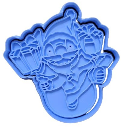 Tagliabiscotti.it - Stitch Babbo Natale con regali - Cookies Cutter - Formina per Biscotti e PDZ - Stampo + Cutter - 9cm x 8,5cm x 1cm