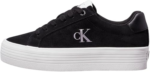 Calvin Klein Damen Vulcanized Sneaker Flatform Laceup Low mit Plateau, Schwarz (Black/Bright White), 39