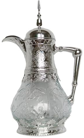harayaa Arabic Style Coffee Pot Juice Tea Kettle Thermal Jug Flasks Home Lightweight 1600ml Tea Pot Thermal Coffee Pot for Festival, Silver