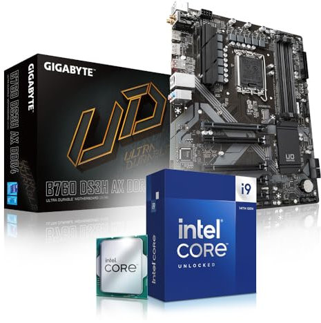 Dark Rock 4 - Kit de actualización para procesador Intel Core i9 14900K, GIGABYTE B760 DS3H AX, be Quiet! Dark Rock 4 Radiador, sin memoria, completamente montado y probado