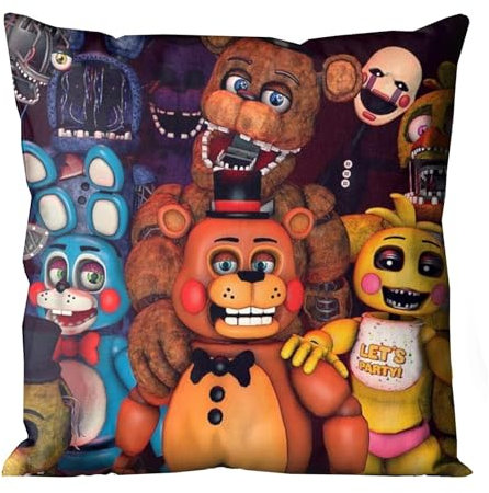 SPSMOKH FNAF Kissen, Freddy/Bonnie/Foxy Kissen und Kissenbezüge, Anime-Spiele, Cartoon-Kissenbezüge, Stuhlkissen, Heimdekoration (2, nur der Kissenbezug 45 x 45 cm)