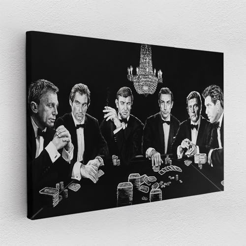 Leinwand Pop Art Graffiti Gentleman James Bond Film Wand Abstrakt Wandbilder Wohnzimmer Schlafzimmer Büro Wanddekoration Deko XXL günstig (Leinwand, 120x80 cm)