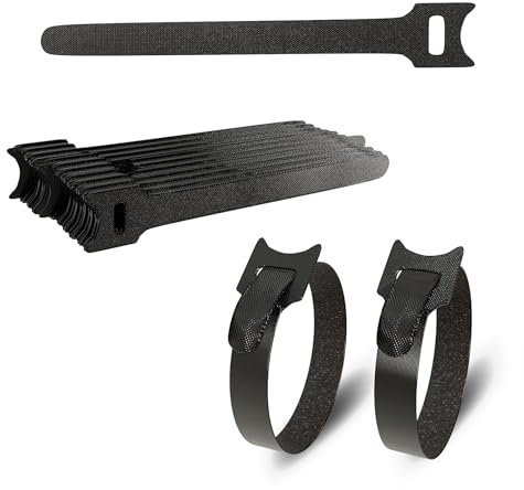 ERKO Reusable Cable Ties Black Small 150 x 10 mm Velcro Fastener 100 Pieces, Professional Cable Ties, Hook and Loop, reclosable