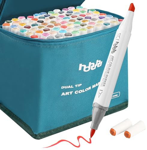 hhhouu HO-MK88 88 Coloured Double Tip Markers, Brush and Chisel with Case for Artist, Students for Sketching, Adult Coloring, Calligraphy, Animation
