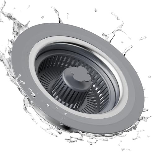 XLMSPORTS Upgraded 3 in 1 Universal Kitchen Sink Stopper Strainer-Oyster White