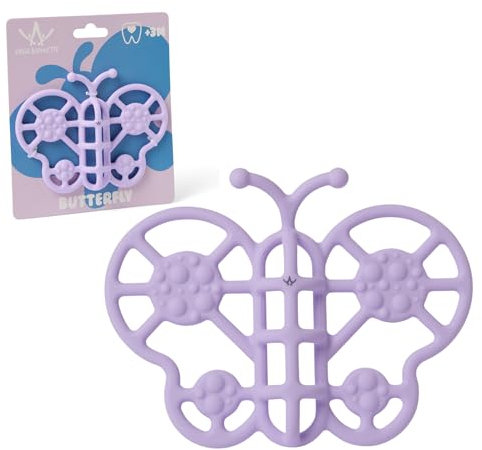 Virgil & Violette - Beißring für Baby ab 3 Monaten aus Silikon, Beißspielzeug mit Erleichterung, Weicher Silikon-Schmetterling für Leichten Halt und BPA-frei, Leicht zu Reinigen (Schmetterling)