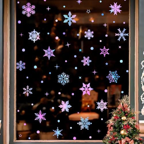 Weihnachten Fensterkleber für Glas, Fenster 3sheets leuchtende Schneeflocken Abziehbilde, Weihnachten Schneeflocken Abziehbilde Wanddekoration für Mädchen Baby Nursery