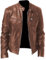 Generico Giacca Uomo in Vera Pelle Bovina Soffice e Resistente, Giubbotto Vintage Leather Jacket, Rosso per Halloween/Natale