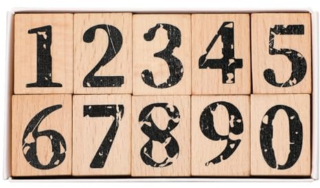 Nummer 0 bis 9 Holz Gummistempel, 10Stk Zahlen Holzstempel, Stempel Dekoration Set für DIY Grußkarten, Scrapbooking, Handwerk, Kartenherstellung