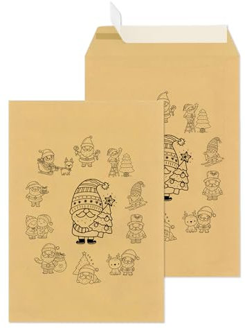 Versandtaschen C4 Haftklebend Muster | große Briefumschläge 110g / m² ohne Fenster für A4 | Maxibrief Großbrief Kuvert Umschläge Envelope | Versandtaschen Warensendung (Weihnachten, 25)