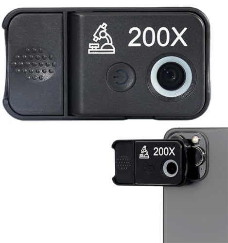 BaYuYPOO Nano Zoom 200x for iPhone, 200x Pocket Microscope Camera with LED Ring Light & UV Light, CPL Filter, Compatible with Most Smartphones