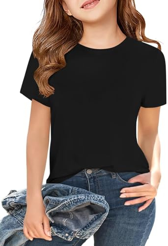 Haloumoning Camisetas de manga corta para niña, camisetas de verano, cuello redondo, informal, camisetas de gran tamaño