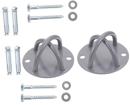TINEASUR 2 Sets Aerial Yoga Hängeringe Mit Starken Aufhängesystemen Yoga Fixierung Platten Aus Edelstahl Inkl 2 Selbstschneidende Schrauben Und 2 Dübel Ideal Für Yoga Tanz Und