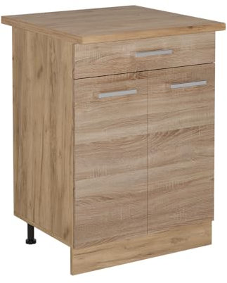 Vicco Küchenunterschrank R-Line, Schubladenschrank für die Küche, Sonoma, 60 cm mit Schublade, AP Eiche