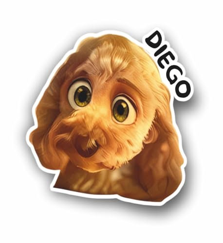 Kit di Adesivi Personalizzati per Cane in Stile Cartone Animato 3D, 1 Foto 10 cm + 4 Foto 5 cm, con Nome