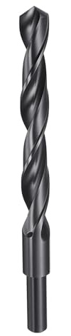 sourcing map 14mm Drill Bit 10mm Reduced Shank Round 4241 HSS | High Speed Steel Nitriding Black 118° Standard Point for Plastic Wood Copper Aluminum Iron Medium Soft Metal