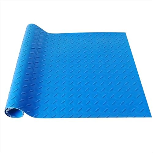 Tapis de Sol en Caoutchouc - Vendu au mètre - Épaisseur : 1.5 mm - Antidérapant - pour Cave, Atelier, Garage,Bleu,1.5x1m