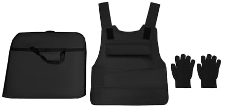 Fridgestea Stichschutzweste 50x58cm mit Schutzhandschuhe, Hochmanganstahl Körperschutzweste 0.3㎡, 24 Joule Kinetische Energie Polizei Weste mit Oxford-Stofftasche für Polizei/Security/Wandern- Schwarz
