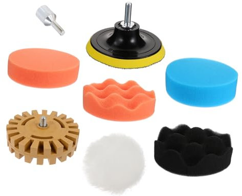 HOMSFOU 4-inch 100mm Rubber Wheel Sticker Remover Decal Eraser Wheel Polishing Sponge Kit for Car Vinyl Tape Removal, Pneumatic Adhesive Removal Tool Set, Suitable for Drill, 8 Pieces Random Color