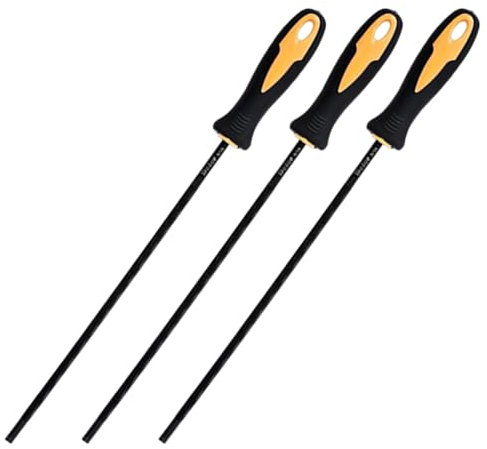 Jcasbdn Chainsaw File 3PCS 3.2mm(1/8Inch) Steel Sharpening File Round Chainsaw Chain Sharpener with Plastic Handle