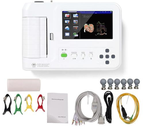 Wsexyy Monitor EKG EKG De 12 Canales, Monitor ECG Portátil con Demostración Y Grabación De Forma De Onda, Inspección Automática Y Análisis Automático para El Análisis Médico