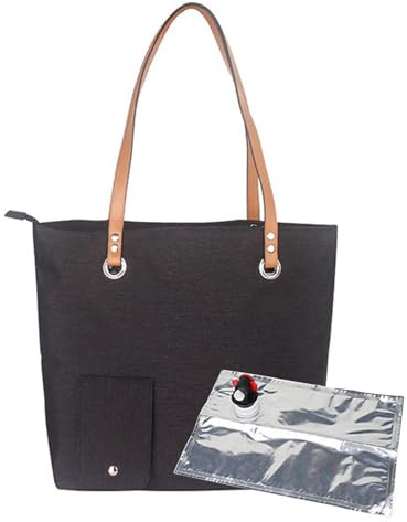 Wine Handbag with a Water Dispenser, a Canvas Wine Bag with Hidden Insulated compartments, a Portable Beach Wine Bag for picnics, Camping, and Travel, and a Gift for Wine Enthusiasts(Black)
