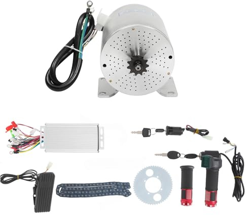 36V 1000W Elektromotor,Elektrischer Bürstenloser Motor Kit mit Controller und Fußbeschleuniger, Go Kart Umrüstsatz mit Kette,für E-Scooter, Dirt Bikes, Go-Karts,E-Fahrradmotor