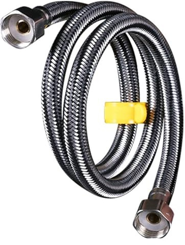 Tuyau de douche, tuyau d'eau en acier inoxydable, flexible tressé anti-explosion, tuyau d'eau for robinet de cuisine et de salle de bain(30cm)