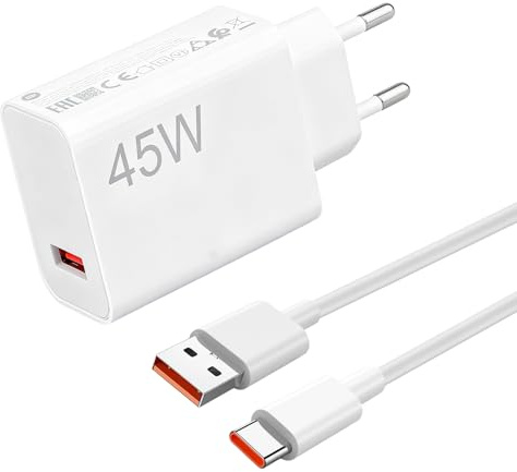 45W USB-C Schnellladegerät mit 6A Typ C Kabel 2M, Turbo Power Adapter für Mi Note 14 Pro 5G, 13/12/11, Poco X7/M7 Pro, Pad 7, K80Pro, PD QC Schnellladung für Smartphones & Tablets