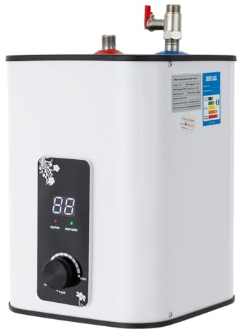 Elektrischer Warmwasserbereiter 8L 1500W - Untertisch Durchlauferhitzer für Küche & Waschbecken - Kompakter Warmwasserspeicher mit Digitaldisplay & Temperaturregler (0-65°C) - IPX4 Schutz