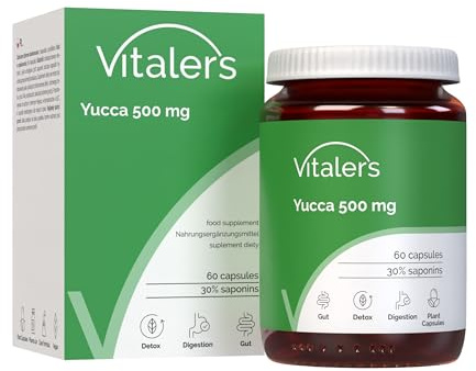 Vitaler’s Yucca (Yucca schidigera) 500 mg – 60 Kapseln, 2 Monate Versorgung, Vegan, Ohne Konservierungsstoffe, Reine Zusammensetzung