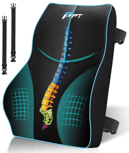 POOTACK Lumbar Support Cushion, Memory Foam Back Support Cushion | Lumbar Support for Office Chair, Car Seat, Recliner, with Extension Strap and Mesh Cover