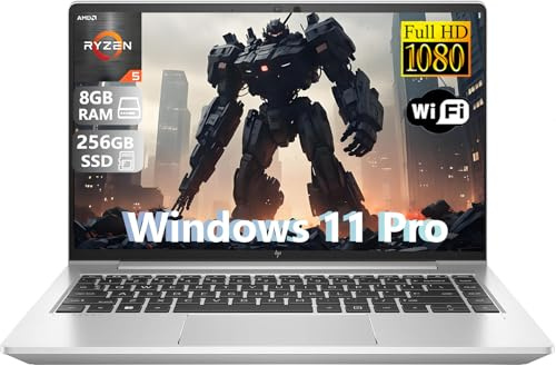 HP EliteBook 645 G9 Business Laptop, 14 pollici FHD (1920x1080) Laptop, AMD Ryzen 5 Pro 5675U, RAM 8 GB, SSD 256 GB, Tastiera US QWERTY, Windows 11 Pro (ricondizionato)