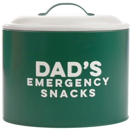 Beulahziba Mart Dad’s Emergency Snacks Biscuit Tin with Lid - Funny Father’s Day Gift for Dad - Metal Snack Storage Tin for Biscuits, Treats & Sweets