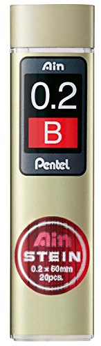 Pentel Ain STEIN C272W Feinmine, 20 Minen je Dose, 0.2 mm, Härtegrad HB (10 Dosen)