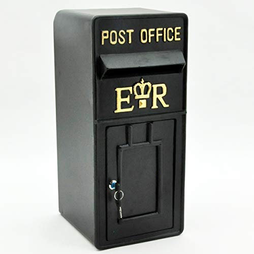 Royal Mail Post Box ER II Pillar Box Black Cast Door Post Office Letter Box