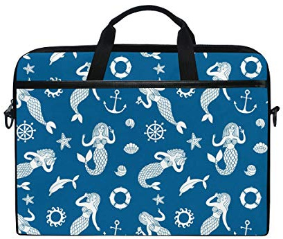 EZIOLY Cartoon Mermaids Anchor Laptoptasche/Umhängetasche für Laptops von 14 bis 15,4 Zoll