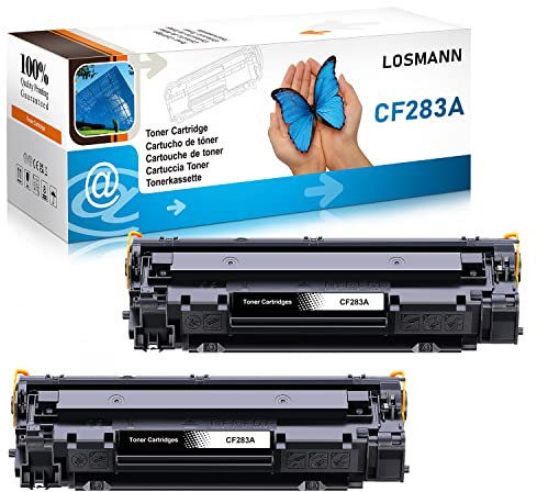 LOSMANN 2 Schwarz Toner Kompatibel für HP CF283A 83A für HP LaserJet Pro MFP M225dw M225rdn M226dn M226dw M120 Series M125a M125nw M125rnw M126a M126nw M127fn M127fp M127fw M128fn M128fp M128fw M201dw