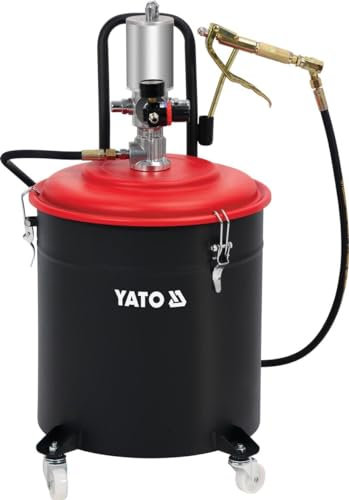 Yato Profi Druckluft Fettpresse | 30 Liter | fahrbar | Arbeitsdruck: 8 bar | Ausgangsleistung: 300-400 bar | 4 Meter Schlauch | YT-07068 | Druckluft F