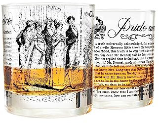 Greenline Goods Whiskygläser – Jane Austen Geschenke – Stolz und Vorurteil (2er-Set) | Literature Rocks Glas