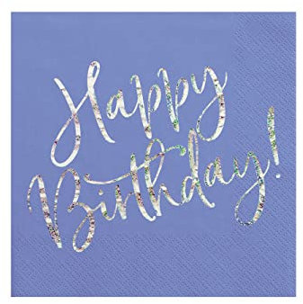 PartyDeco Servietten Happy Birthday 33x33cm/20St. Blau